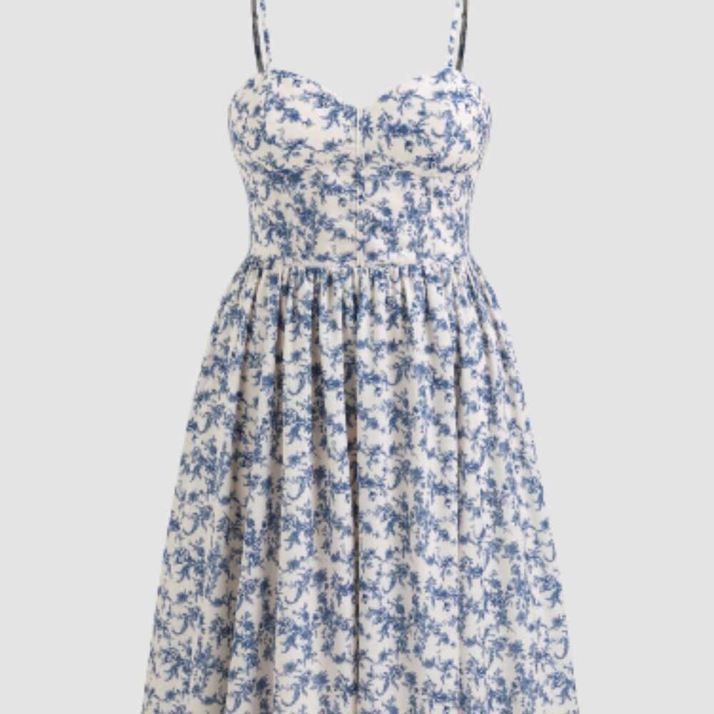 Ditsy Floral Ruffle Shirred Midi Dress Curve & Plus